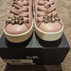 Coach Women's Blush Pink Sneakers with Gold Accents